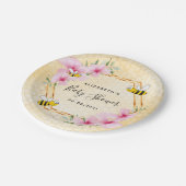 Hummeln-Honigwabenkraut Rosa Blumen Babydusche Pappteller (Schrägansicht)