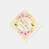 Hummeln-Honigwabenkraut-Rosa-Blüten-Brautparty Serviette (Ecke)