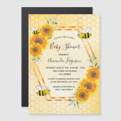 Hummeln-Honigwabensonnenblumen Babydusche Magnetkarte (Vorne/Hinten)