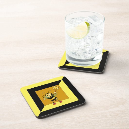 Hummeln in der geometrischen Form Schwarz/Gelb Getränkeuntersetzer (Rechte Seite)