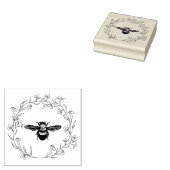 Hummeln in einem zarten Blumenkranz Gummistempel (Stempel)