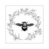 Hummeln in einem zarten Blumenkranz Gummistempel (Prägung)