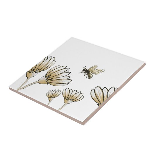 Hummeln mit Blume Fliese (Seite)