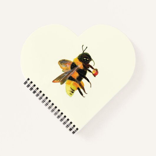 Hummeln mit Pollen-herzenförmiges Notebook Notizblock (Vorderseite)