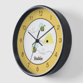 Hummeln Niedliche Bienenminze Grünes Kinderzimmer  Uhr (Winkel)