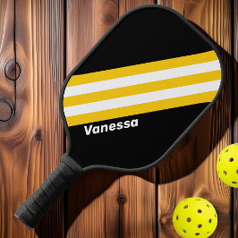 Hummeln Nostalgische Streifen mit Namen Pickleball Schläger