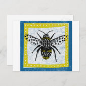 Hummeln Postcard Gelbes blaues Insekt Postkarte (Vorne/Hinten)