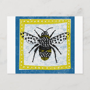 Hummeln Postcard Gelbes blaues Insekt Postkarte