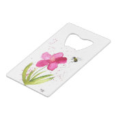 Hummeln-Rosa-Blume Geldbeutel Flaschenöffner (Vorderseite Schrägansicht)