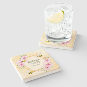 Hummeln Rosa Blumenblätter Familienname Steinuntersetzer