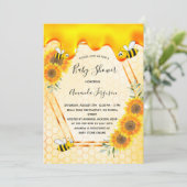 Hummeln Sonnenblumen Mama zum Baby-Duschen Einladung (Stehend Vorderseite)