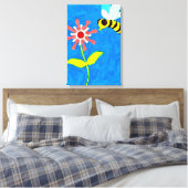 Hummeln und Blume ummantelte Leinwand (Insitu (Schlafzimmer))