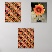 Hummeln und Gaillardia Blume Boho Chic Bilderwand Sets (Vorderseite)