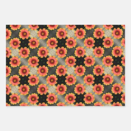 Hummeln und Gaillardia Blume Orange Geschenkpapier Set (Vorderseite 3)