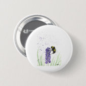 Hummeln und Lavendelwasserfarbe Button (Vorne & Hinten)