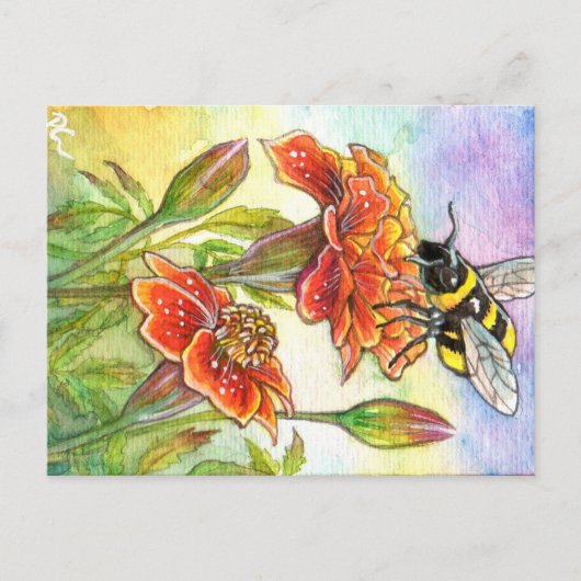 Hummeln und Marigold Postkarte (Vorderseite)