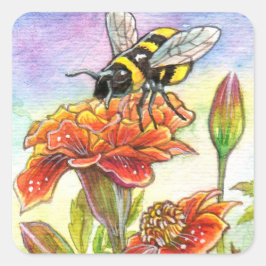 Hummeln und Marigold Quadratischer Aufkleber