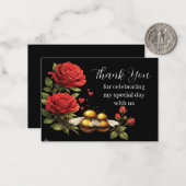 Hummeln und rote Rosen Danke Mitteilungskarte (Vorderseite/Rückseite Beispiel)