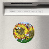 Hummeln und Sonnenblumen Magnet (In Situ (Geschirrspüler))