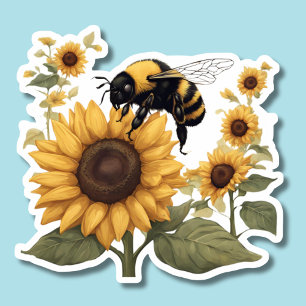 Hummeln und Sonnenblumen Wasserdicht Aufkleber