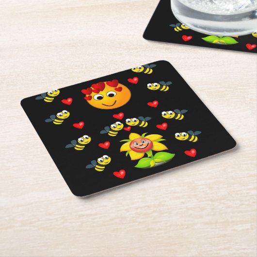 Hummeln-Untersetzer Rechteckiger Pappuntersetzer (angewinkelt)