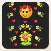 Hummeln-Untersetzer Rechteckiger Pappuntersetzer (Vorderseite)