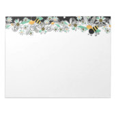 Hummeln, weiße Milchsorten und schwarze Polka-Punk Notizblock (Vorderseite)