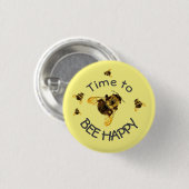 Hummeln Zeit, glücklich gelb zu sein Button (Vorne & Hinten)