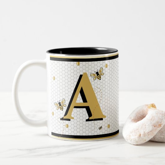Hummelwabenkraut Mit Monogramm Zweifarbige Tasse (Mit Donut)