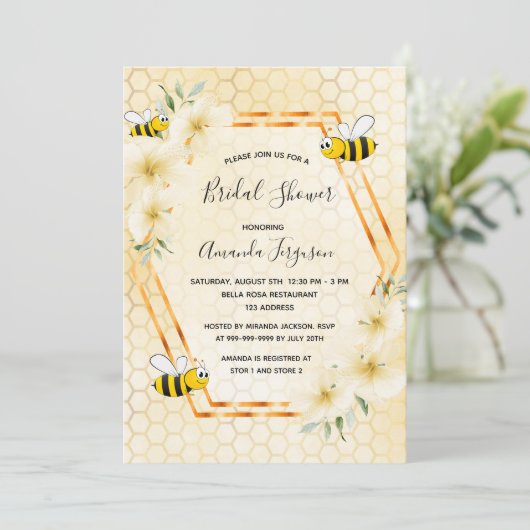 Hummelwabenkraut tropisches Brautparty Einladung (Stehend Vorderseite)