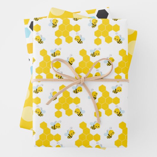 Hummelwabenmuster, Dots- und Streifen-Muster Geschenkpapier Set (Beispiel)