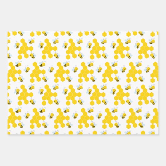 Hummelwabenmuster, Dots- und Streifen-Muster Geschenkpapier Set (Vorderseite)