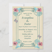 Hummende Vögel & Hibiskus - Einladung zur Hochzeit