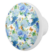 Hummende Vögel und blaues Hydrangea Keramikknauf (Rechts)