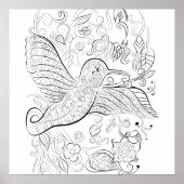 Hummendes Vogeldesign: Farbplakat Poster (Vorne)