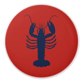 Hummer an der Küste Navy Blau und Rot Nautische Fa Keramikknauf