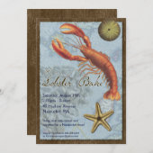 Hummer backen - Strand-Party - am Ufer Einladung (Vorne/Hinten)