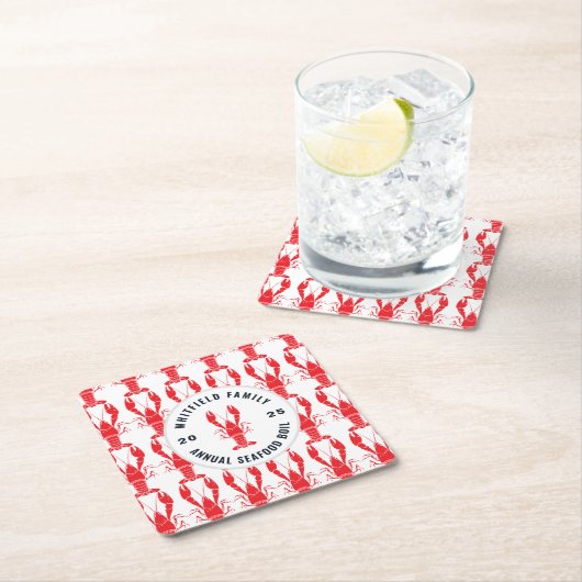 Hummer Bake Muster Seafood Booking Rechteckiger Pappuntersetzer (Vor Ort)