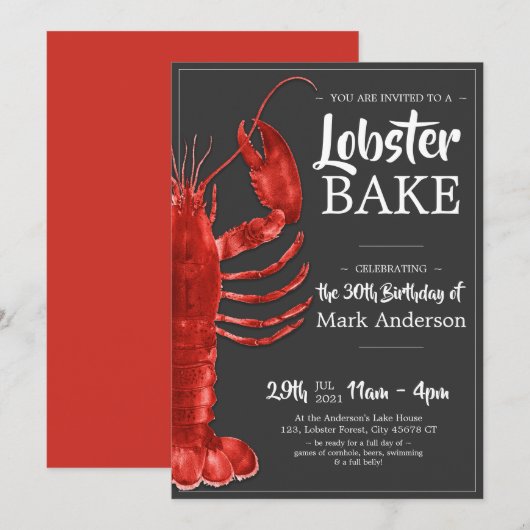 Hummer Bake thematik 30. Geburtstagsfeier Einladung (Vorne/Hinten)