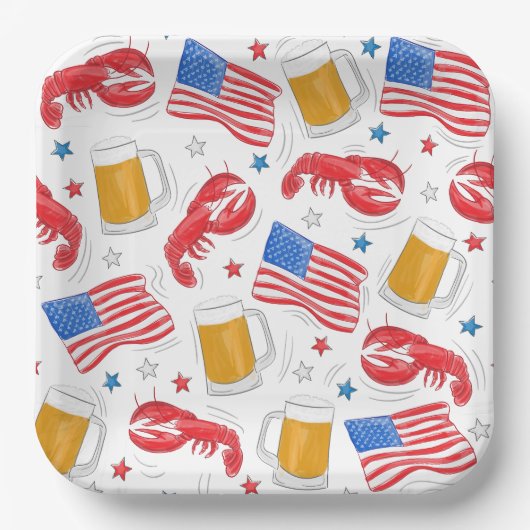 Hummer-Bierfahne Pappteller (Vorderseite)