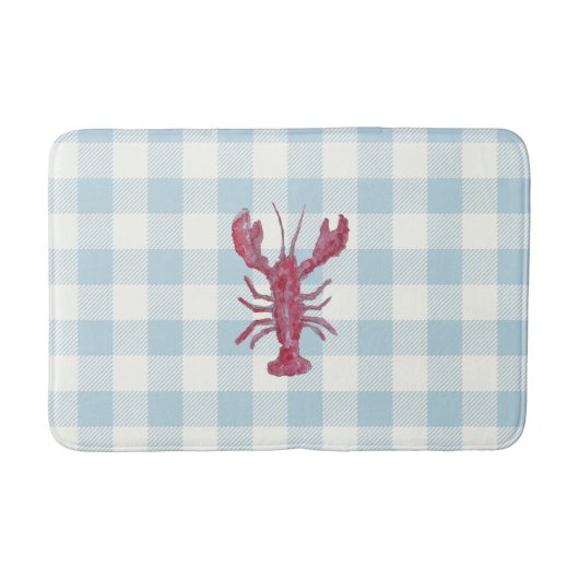 Hummer Blau Gingham Karo Küste Badematte (Vorderseite)