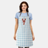 Hummer Blau Gingham Muster Überall Schürze (Getragen)