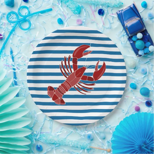 Hummer-blauer und weißer Streifen-Papier-Teller Pappteller (Party)