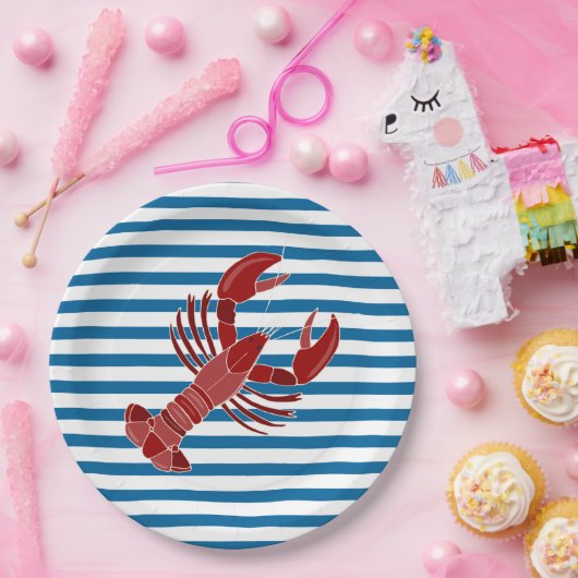 Hummer-blauer und weißer Streifen-Papier-Teller Pappteller (Party)