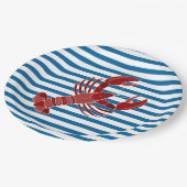 Hummer-blauer und weißer Streifen-Papier-Teller Pappteller (Schrägansicht)