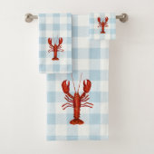 Hummer Blue Karo Gingham Pattern Badetuch Set (Insitu)