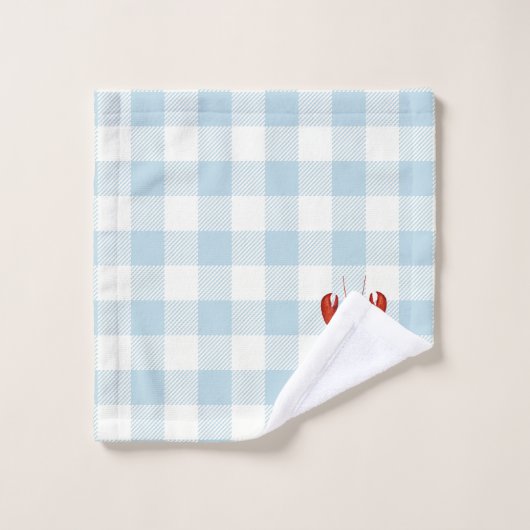 Hummer Blue Karo Gingham Pattern Badetuch Set (Waschlappen)