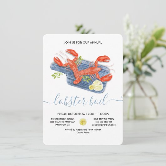 Hummer Boil Bake Einladung (Stehend Vorderseite)