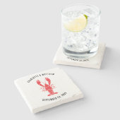 Hummer Boil Coastal Beach Hochzeit nach Maß Steinuntersetzer (Seitenansicht)