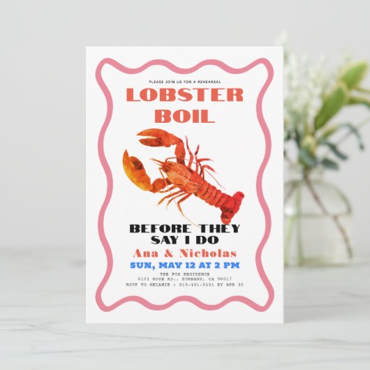 Hummer Boil Retro Probe Dinner Einladung (Stehend Vorderseite)